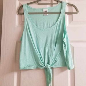 Teal PINK crop top with knot on front